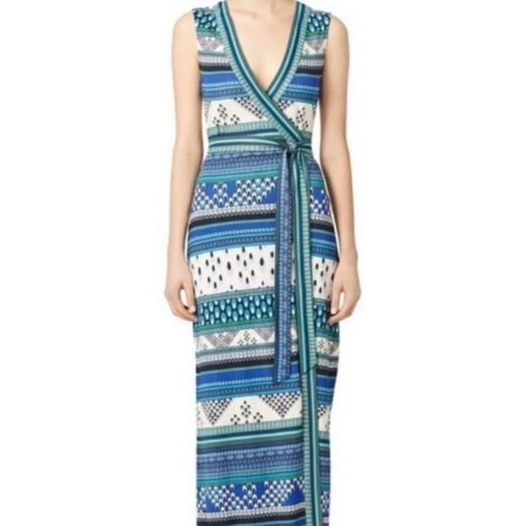 Diane Von Furstenberg Black Silk Jersey Yahzi Straight Wrap Maxi Dress 8 EPC - Picture 13 of 14